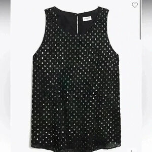 J Crew Black gold work Dot Top professional sleeveless